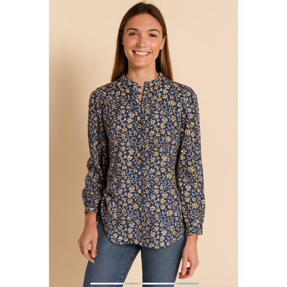J MCLAUGHLIN SHERRY BLOUSE MINI SECRET GARDEN DAINTY FEMININE FLORAL BOHO SILK S - Picture 1 of 13